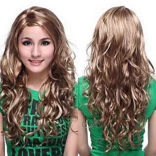 Capless High Quality Synthetic Golden Brown Wavy Hair Wigs
