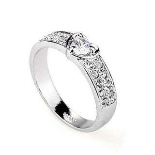 Shining High Quality Platinum Plated Alloy With Crystal Ring