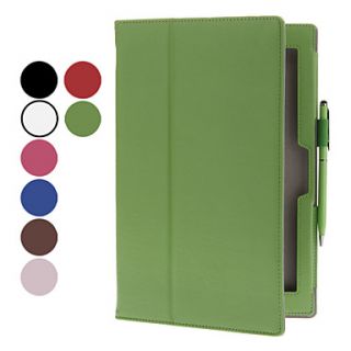 10.1 Inch Lichee Pattern 2 Fold PU Case with Handle for Sony Xperia Tablet Z(Free Random Color Stylus)