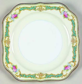 Noritake Althea Square Salad Plate, Fine China Dinnerware   Blue/Green & Yellow