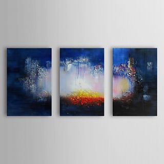 Hand Painted Oil Painting Abstract Heavy Hole with Stretched Frame Set of 3 1309 AB0876