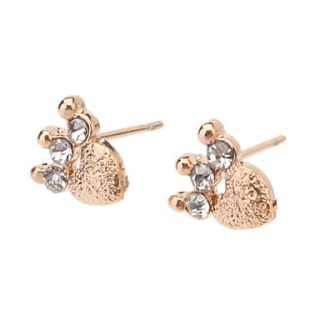 Rose Gold Heart Crown Stud Earrings