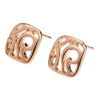 Rose Gold Hollow Square Stud Earrings