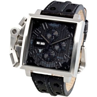 INGERSOLL Bison No. 11 Black Leather Watch, Mens