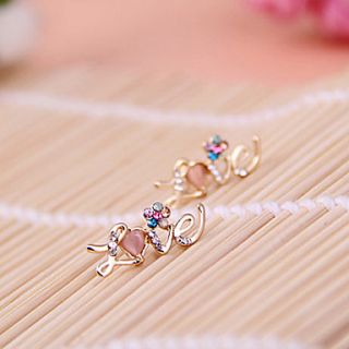 Diamond letters LOVE multi color diamond flower peach heart earrings E800