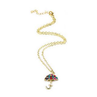 Small golden umbrella over drilling diamond sweater chain necklace N248