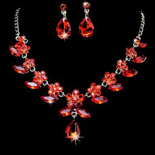 Amazing Alloy With Red ZirconRhinestone Jewelry Set(Including Necklace,Earrings)