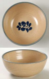 Pfaltzgraff Folk Art Soup/Cereal Bowl, Fine China Dinnerware   Blue Floral Desig