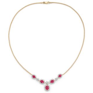Lab Created Ruby & White Sapphire Necklace, Yellow, Womens