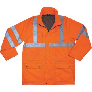 Ergodyne High Visibility Class 3 Rain Jacket   Orange, Large, Model# 8365