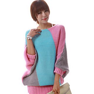 Womens Contrast Color Cape Sleeve Sweater