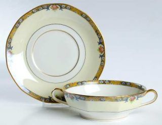 Haviland Chenonceaux Flat Cream Soup Bowl & Saucer Set, Fine China Dinnerware  