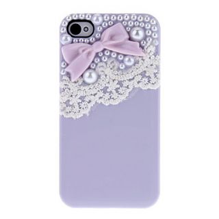 Bow with Beads and Beautiful Lace Covered Hard Case with Glue for iPhone 4/4S (Assorted Colors)