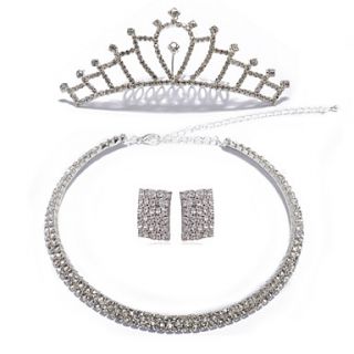 Attractive Alloy With Rhinestone Jewelry Set Including Necklace,Earrings,Tiara