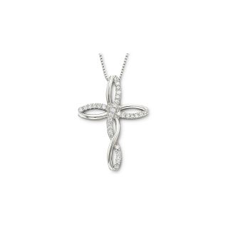 Diamond Cross Pendant 1/4 CT. T.W. Sterling Silver, Womens