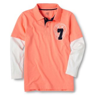 JOE FRESH Joe Fresh Layered Polo Shirt   Boys 4 14, Orange, Boys