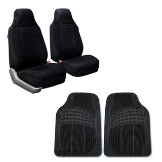 Fh Group Black Front Bucket Seat Covers And Front Floor Mats