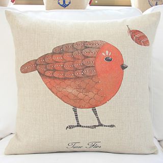 18 Lovely Red Bird Cotton/Linen Decorative Pillow Cover