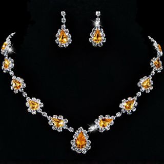 Drops Design Alloy with RhinestoneAcrylic Necklace,Earrings Jewelry Set(More Colors)