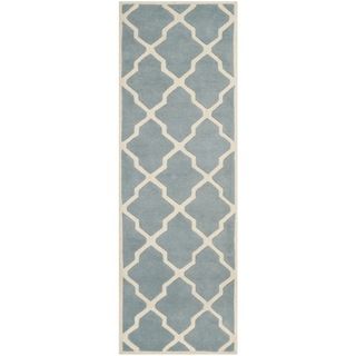 Safavieh Handmade Moroccan Chatham Blue/ Ivory Wool Rug (23 X 11)