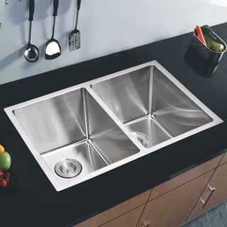 Water Creation 50/50 Double Bowl Undermount Kitchen Sink (29 X 20 Inche)