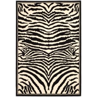 Lyndhurst Collection Zebra Black/ White Rug (9 X 12)