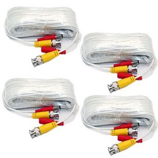 4 Pack of 25ft(7.6M) All In One Premade Siamese Video and Power BNC Cable