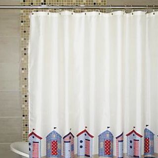 Shower Curtain Colourful Houses Print Thick Fabric Water resistant W71 x L71