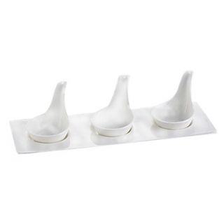 3 Piece 4.5 Caviar Dishes with 10.5 Tray, Set of 4 Ceramic