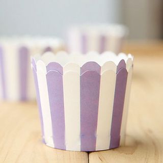 Purple Striped Muffin Cups Cupcake Wrappers Set of 50