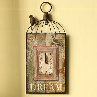 10H Birds On Cage Style Metal Wall Clock