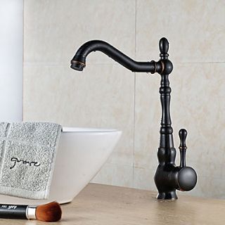 Antique Style Oil rubbed Bronze Finish Single Handle Brass Countertop Bathroom Sink Faucet