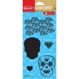 Ed Roth Clear Stamps 4x8 Sheet day Of The Dead Skulls   Roses