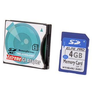 Hi speed Ultra SD Memory Card 4G with SD to CF Card Adapter