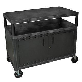 Luxor Extra Wide Coffee Cart With Cabinet   Black   Black  (HEW335C B)