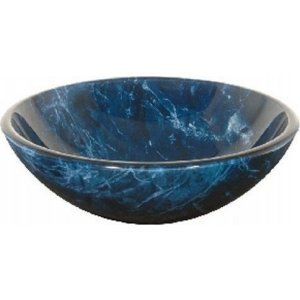 Aquabrass AB 97027 Sculptured Glass Round Blue Marble Tempered Glass Basin