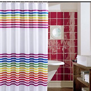 Shower Curtain Polyester Rainbow Printed White Background