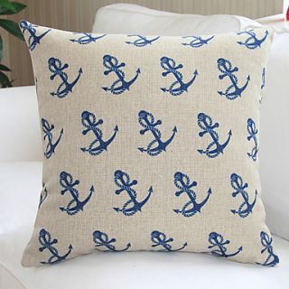 18 Nautical Anchor Pattern Beign Cotton/Linen Decorative Pillow Cover