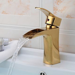 Gold Waterfall Bathroom Sink Faucet