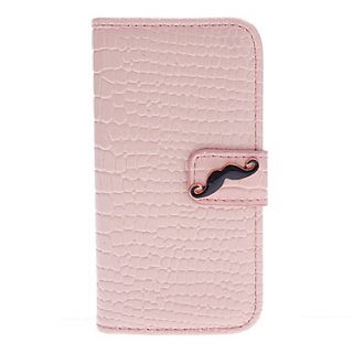 Crocodile Stripe Pattern Full Body Case with Black Mustache Button and Card Slot for iPhone 5/5S (Assorted Colors)