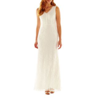 LILIANA Simply Sleeveless Lace Gown, Ivory