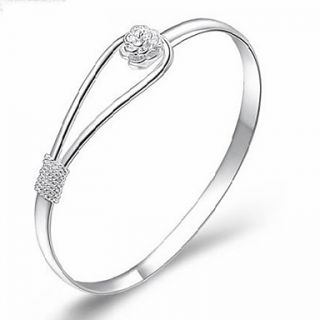 MISS U Womens Silver Romantic Flower Bracelet