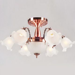 Floral Shade Chandelier, 8 Light, Country Electroplating Glass