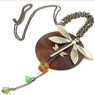 Vintage Alloy With Dragonfly Pendant Womens Necklace