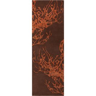 Candice Olson Hand tufted Rhome Brown Contemporary Botanical Rug (26 X 8)
