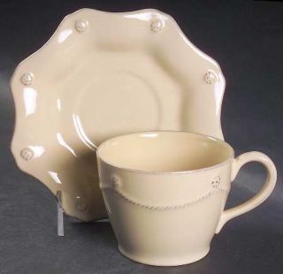 Juliska Ceramics Berry & Thread Butter Yellow Flat Cup & Saucer Set, Fine China