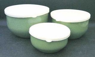Noritake Colorwave Green 3 Pc Metal Bowl W/Plastic Lids(5 3/4,6 7/8&7 3/4, Fin