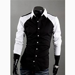 MenS Contrast Color Slim Cotton Shirt