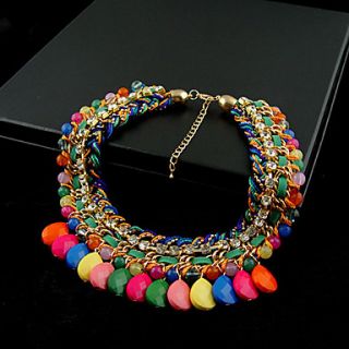 Sweet Colorful Water Drop Knited Bib Necklace