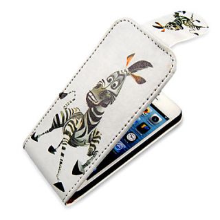 Cartoon Zebra Up Down Turn Over PU Leather Full Bady Case for iPhone 5/5S